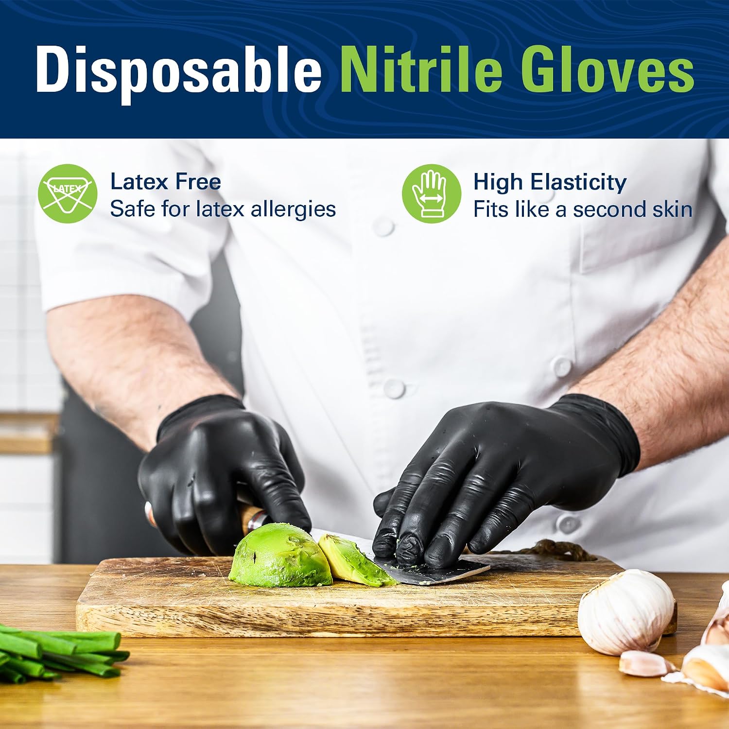 SWIFTLITE Black Nitrile Gloves Disposable Latex Free, Food Safe - Image 2