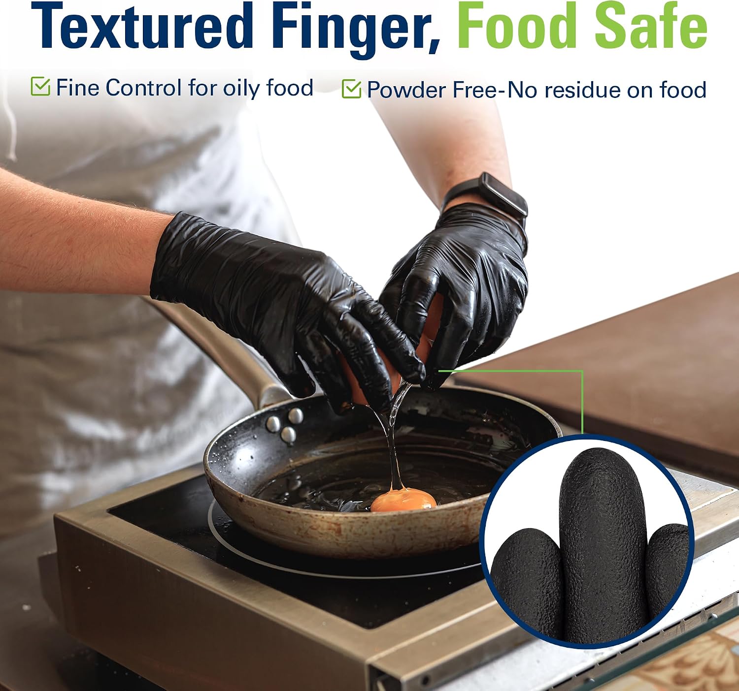 SWIFTLITE Black Nitrile Gloves Disposable Latex Free, Food Safe - Image 3