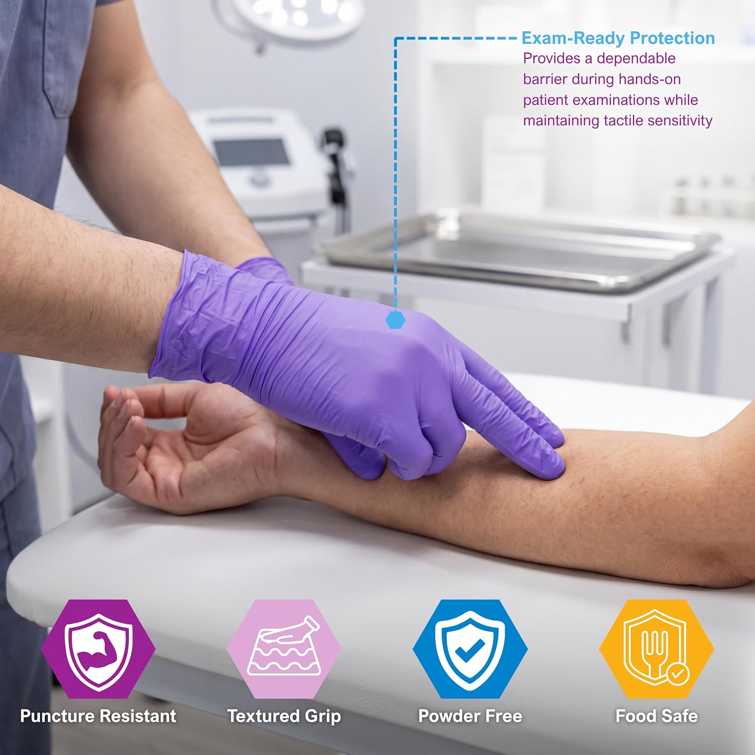 MedPride Powder-Free Nitrile Exam Gloves, Medium, Case/1000 (100 Count (Pack of 10)) - Image 2